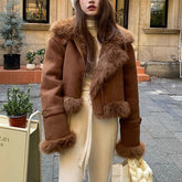 Die Jordyn Oversized Cropped Faux Fur Winterjacke - Mehrere Farben